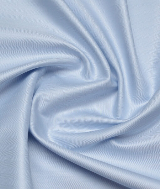 Primante By Arvind 2 Ply 100's Giza Cotton Striped Shirting Fabric (Sky Blue)