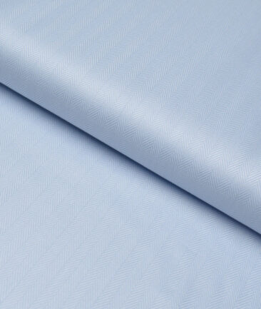 Primante By Arvind 2 Ply 100's Giza Cotton Striped Shirting Fabric (Sky Blue)