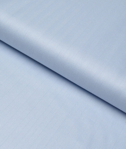 Primante By Arvind 2 Ply 100's Giza Cotton Striped Shirting Fabric (Sky Blue)