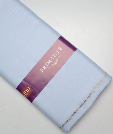 Primante By Arvind 2 Ply 100's Giza Cotton Striped Shirting Fabric (Sky Blue)