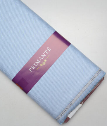 Primante By Arvind 2 Ply 100's Giza Cotton Structured Shirting Fabric (White & Sky Blue)