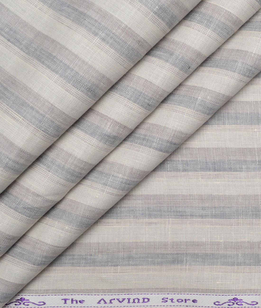 Tresca by Arvind 60 LEA Irish Linen Striped Shirting Fabric (Cream & Grey) Tresca by Arvind 60 LEA Irish Linen Striped Shirting Fabric (Cream & Grey)