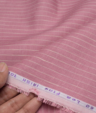 Tresca by Arvind 60 LEA Irish Linen Striped Shirting Fabric (Muted Pink)