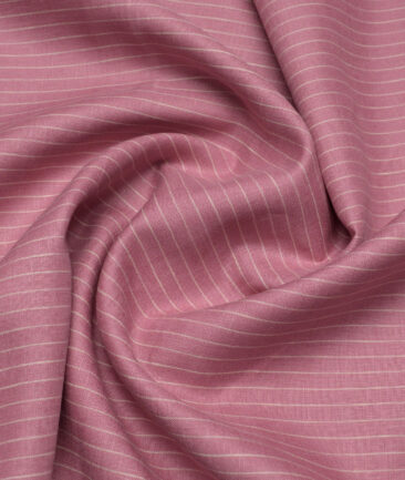 Tresca by Arvind 60 LEA Irish Linen Striped Shirting Fabric (Muted Pink)