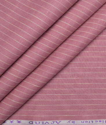 Tresca by Arvind 60 LEA Irish Linen Striped Shirting Fabric (Muted Pink)