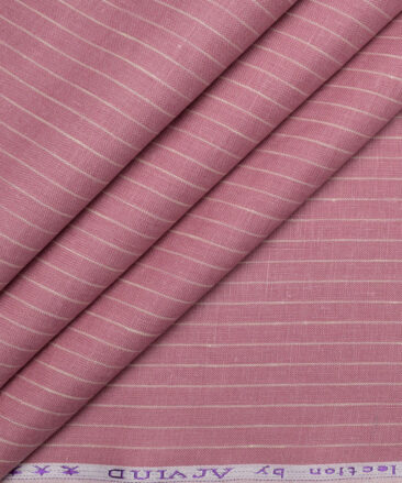 Tresca by Arvind 60 LEA Irish Linen Striped Shirting Fabric (Muted Pink)
