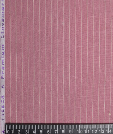 Tresca by Arvind 60 LEA Irish Linen Striped Shirting Fabric (Muted Pink)