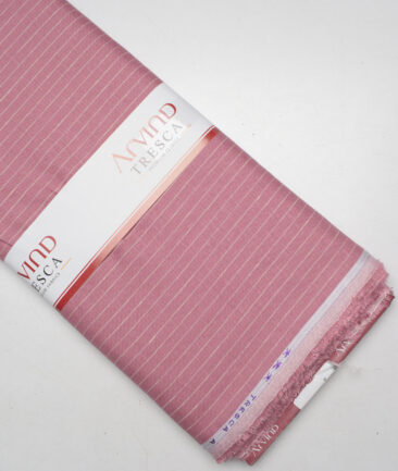 Tresca by Arvind 60 LEA Irish Linen Striped Shirting Fabric (Muted Pink)