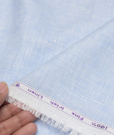 Tresca by Arvind 60 LEA Irish Linen Striped Shirting Fabric (Blue)