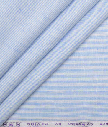 Tresca by Arvind 60 LEA Irish Linen Striped Shirting Fabric (Blue)