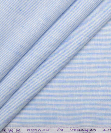 Tresca by Arvind 60 LEA Irish Linen Striped Shirting Fabric (Blue)