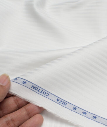 Premier Mills  Giza Cotton Striped Shirting Fabric (White)