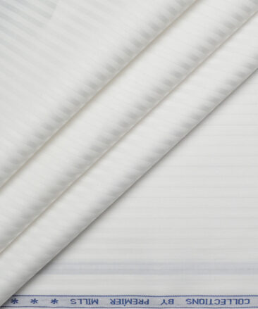 Premier Mills  Giza Cotton Striped Shirting Fabric (White)