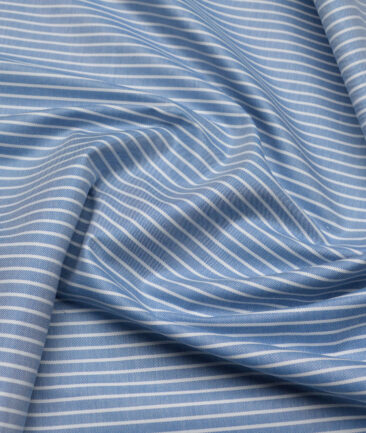 Premier Mills  Giza Cotton Striped Shirting Fabric (Blue & White)