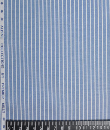 Premier Mills  Giza Cotton Striped Shirting Fabric (Blue & White)