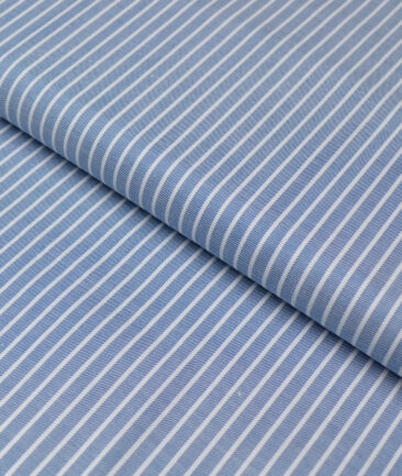 Premier Mills  Giza Cotton Striped Shirting Fabric (Blue & White)