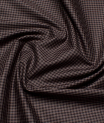 Premier Mills  Giza Cotton Checks Shirting Fabric (Brown)
