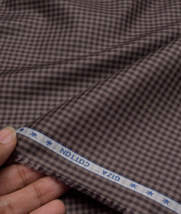 Premier Mills  Giza Cotton Checks Shirting Fabric (Brown)