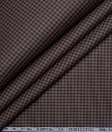 Premier Mills  Giza Cotton Checks Shirting Fabric (Brown)