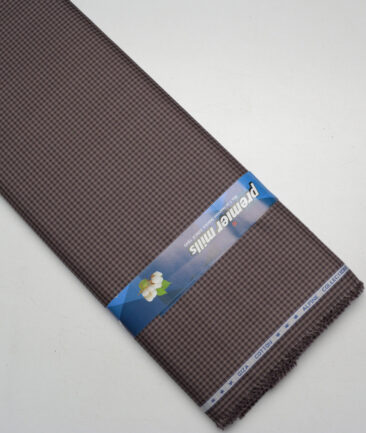 Premier Mills  Giza Cotton Checks Shirting Fabric (Brown)