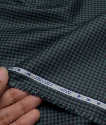 Premier Mills  Giza Cotton Checks Shirting Fabric (Green)