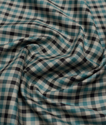 Premier Mills  Giza Cotton Checks Shirting Fabric (Light Brown & Sea Green)
