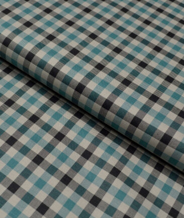 Premier Mills  Giza Cotton Checks Shirting Fabric (Light Brown & Sea Green)