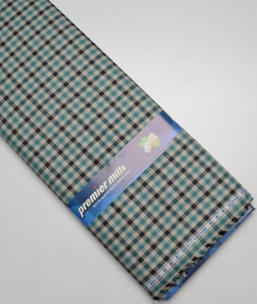 Premier Mills  Giza Cotton Checks Shirting Fabric (Light Brown & Sea Green)