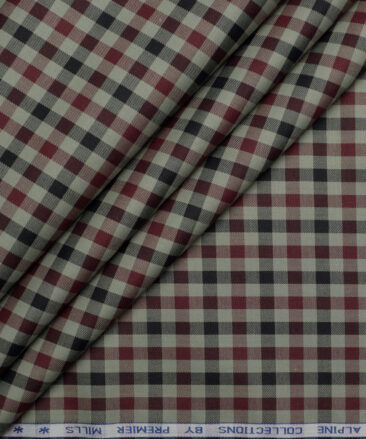 Premier Mills  Giza Cotton Checks Shirting Fabric (Olive Green)