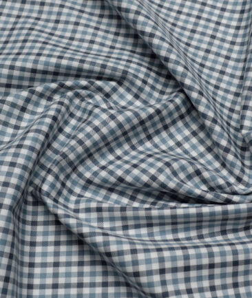 Premier Mills  Giza Cotton Checks Shirting Fabric (White & Grey)