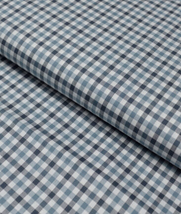 Premier Mills  Giza Cotton Checks Shirting Fabric (White & Grey)