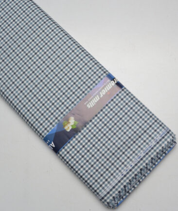 Premier Mills  Giza Cotton Checks Shirting Fabric (White & Grey)