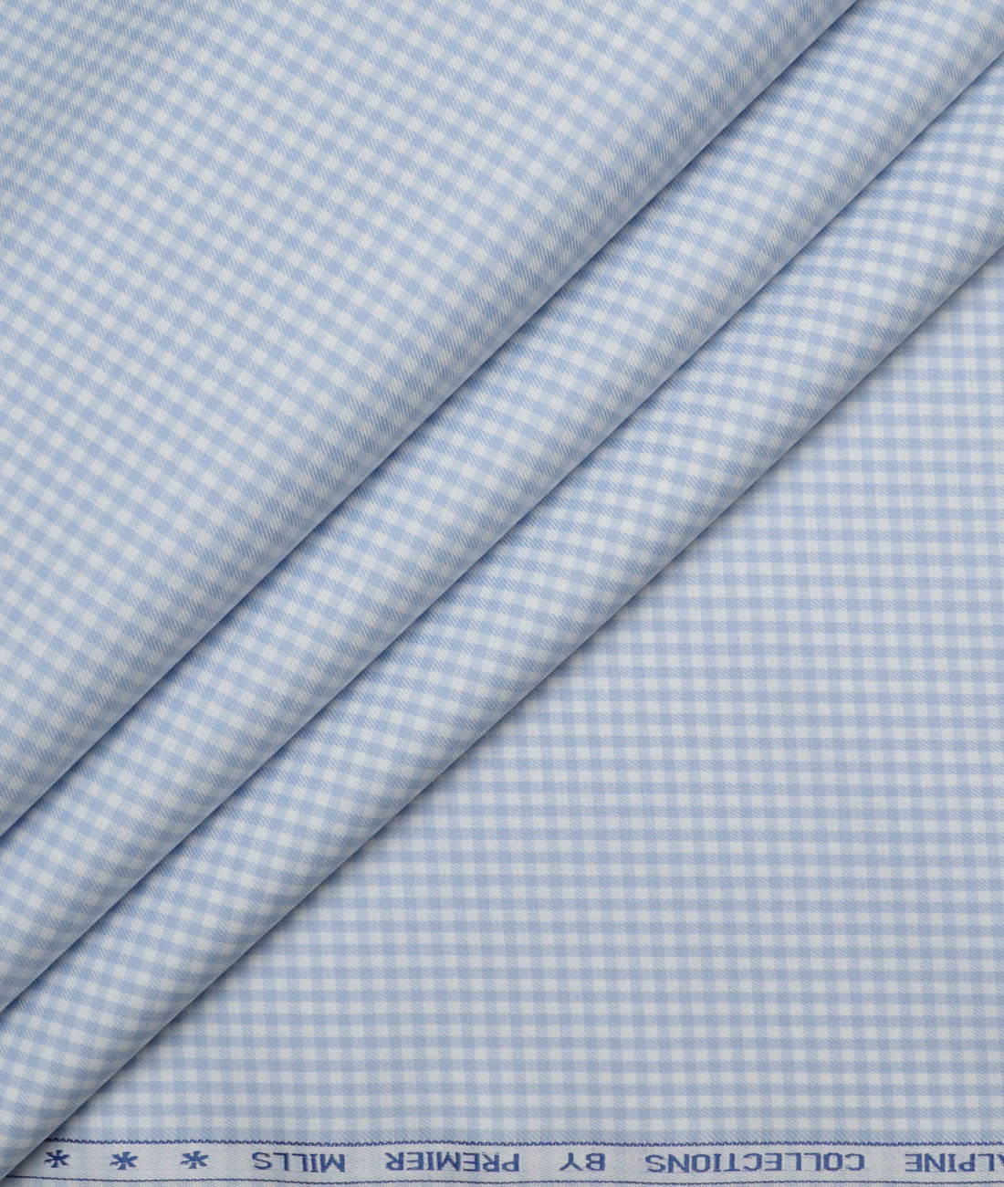 Premier Mills Giza Cotton Checks Shirting Fabric (White & Light Blue) Premier Mills Giza Cotton Checks Shirting Fabric (White & Light Blue)