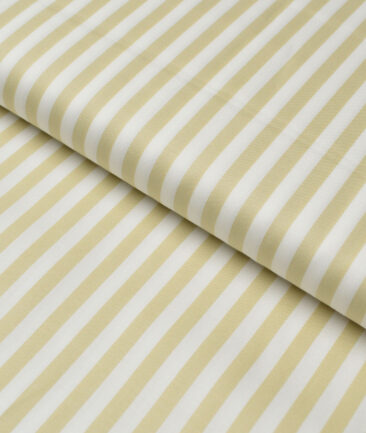 Premier Mills  Giza Cotton Striped Shirting Fabric (White & Golden Yellow)
