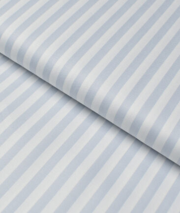 Premier Mills  Giza Cotton Striped Shirting Fabric (White & Grey)