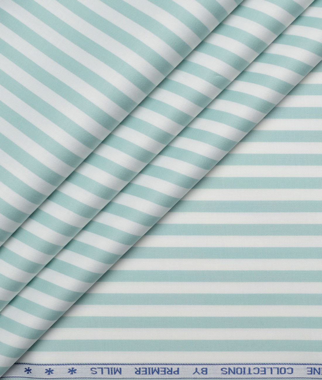 Premier Mills Giza Cotton Striped Shirting Fabric (White & Mint Green) Premier Mills Giza Cotton Striped Shirting Fabric (White & Mint Green)