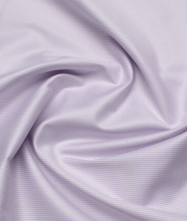 Premier Mills  Giza Cotton Striped Shirting Fabric (White & Purple)