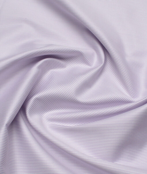 Premier Mills  Giza Cotton Striped Shirting Fabric (White & Purple)