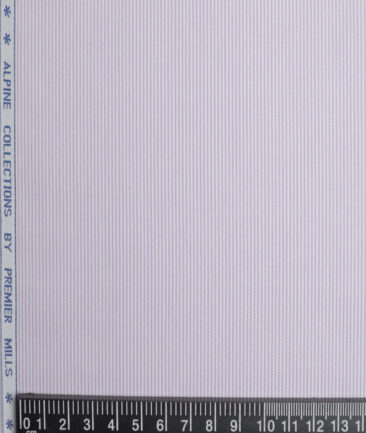 Premier Mills  Giza Cotton Striped Shirting Fabric (White & Purple)