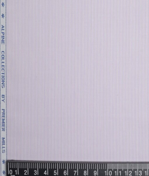 Premier Mills  Giza Cotton Striped Shirting Fabric (White & Purple)