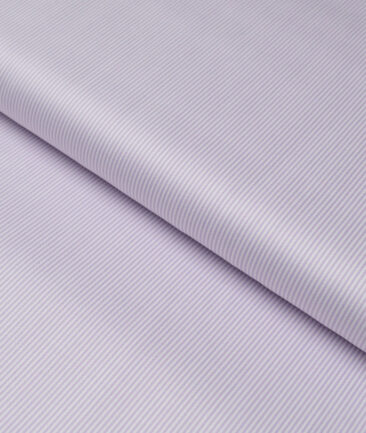 Premier Mills  Giza Cotton Striped Shirting Fabric (White & Purple)