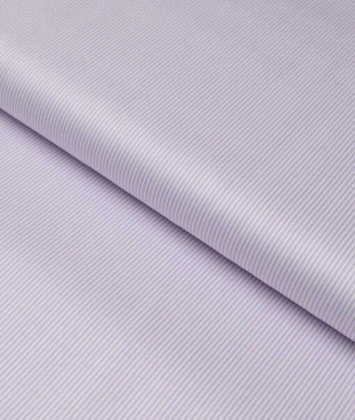 Premier Mills  Giza Cotton Striped Shirting Fabric (White & Purple)