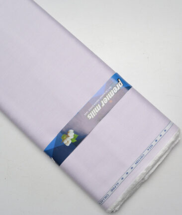 Premier Mills  Giza Cotton Striped Shirting Fabric (White & Purple)