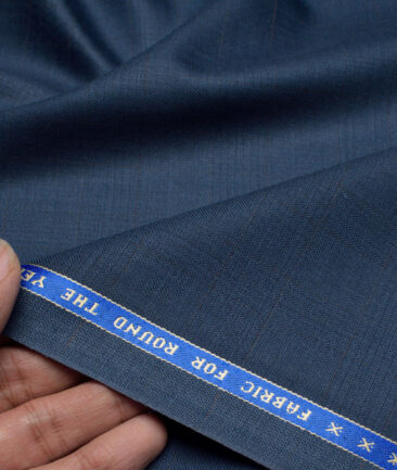 Raymond  Checks 20% Merino Wool Suiting Fabric (Dusky Blue)