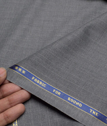 Raymond  Striped 20% Merino Wool Suiting Fabric (Worsted Grey)