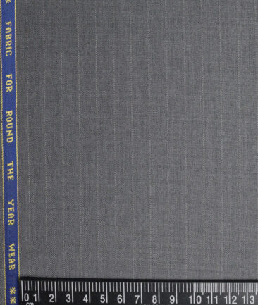 Raymond  Striped 20% Merino Wool Suiting Fabric (Worsted Grey)