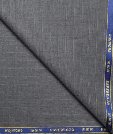 Raymond  Striped 20% Merino Wool Suiting Fabric (Worsted Grey)
