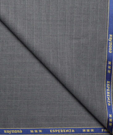Raymond  Striped 20% Merino Wool Suiting Fabric (Worsted Grey)
