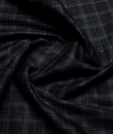 Cadini Italy  Giza Cotton Checks Shirting Fabric (Black)