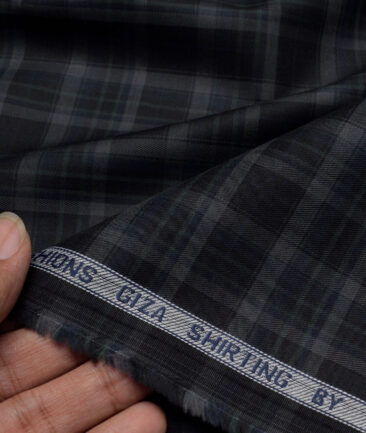 Cadini Italy  Giza Cotton Checks Shirting Fabric (Black)